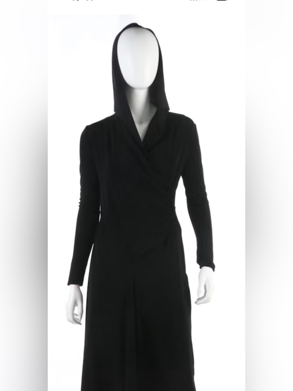 Tom Ford Black Wrap Effect Hooded Jersey Midi with Dress Brand Tag